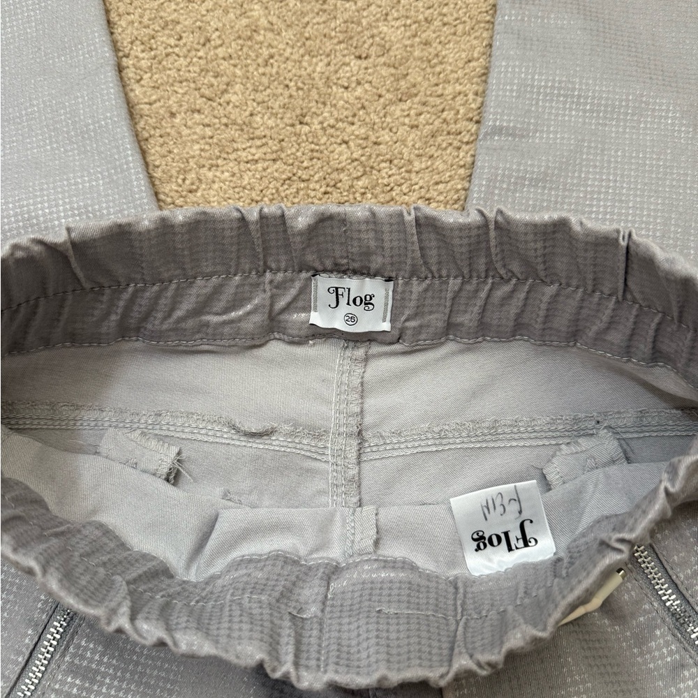 BEVY FLOG Shely High Rise Ankle Length Drawstring Gray/Silver Pants Size 26 - Picture 6 of 11